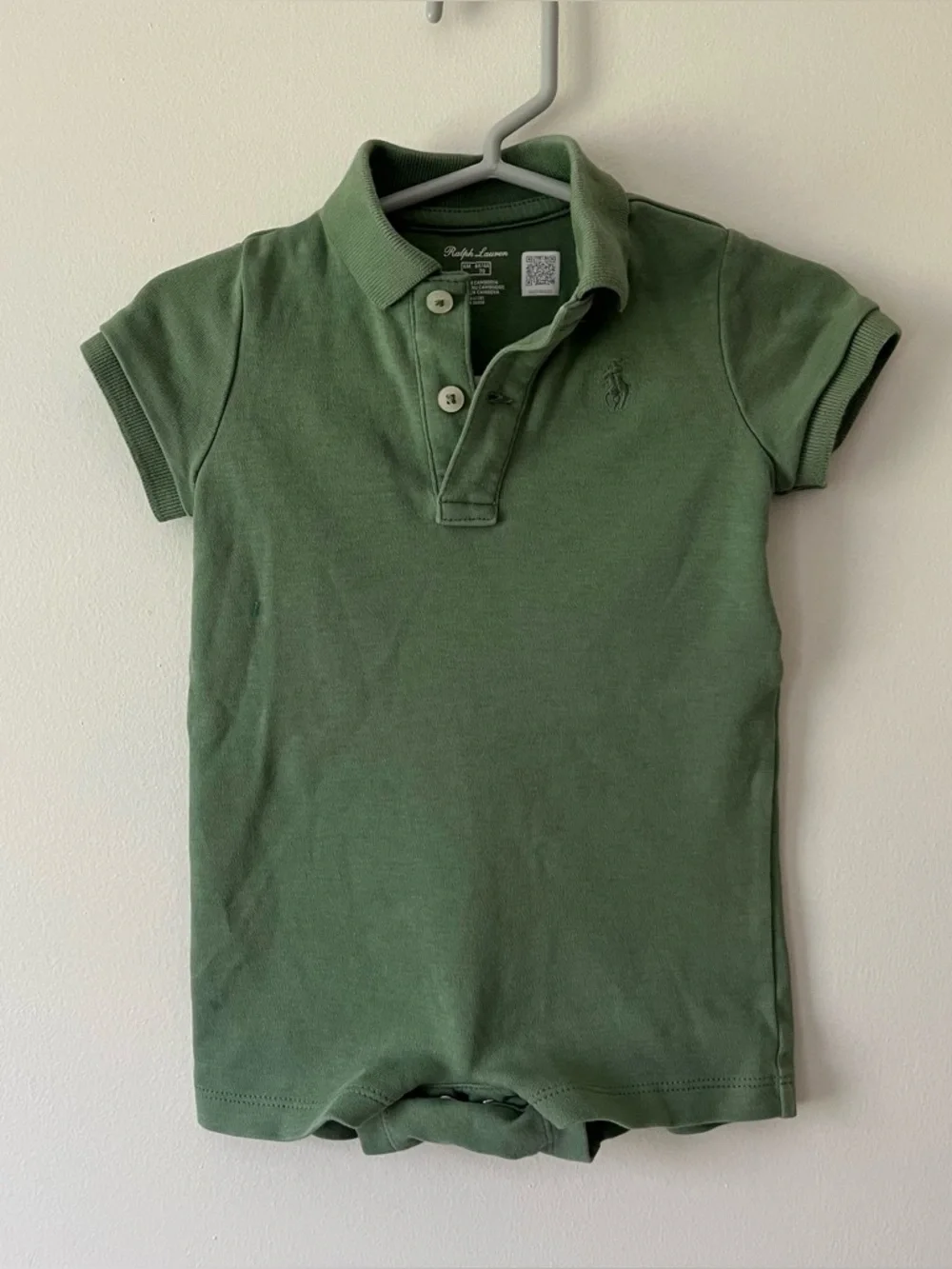 Ralph Lauren Baby Romper Polo One Piece Outfit 6m Green Preppy